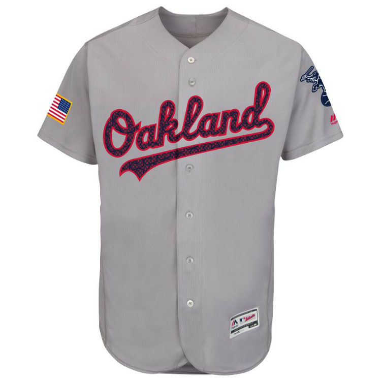 Oakland Athletics Majestic Gray 2016 Independence Day Stars & Stripes Flex Base Team Jersey