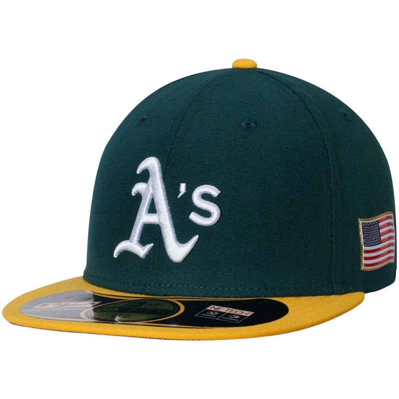 Oakland Athletics Green On Field 9/11 Side Patch US Flag 59FIFTY Fitted Hat