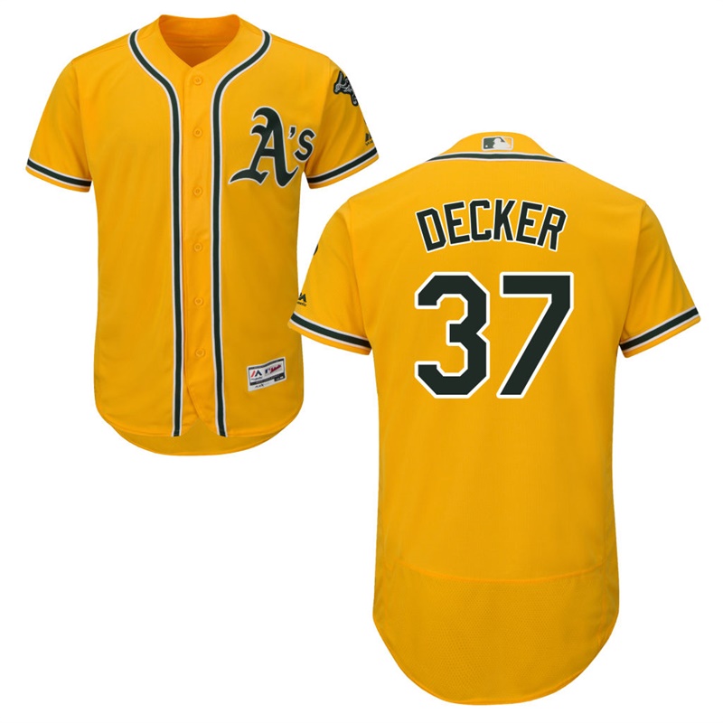 Men Oakland Athletics Jaff Decker #37 Gold Alternate Flex Base Jersey