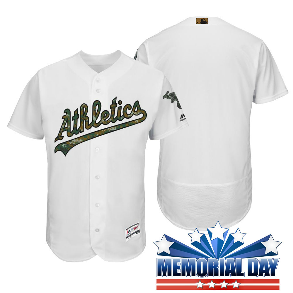 Oakland Athletics Memorial Day White Camo Flex Base Team Jersey