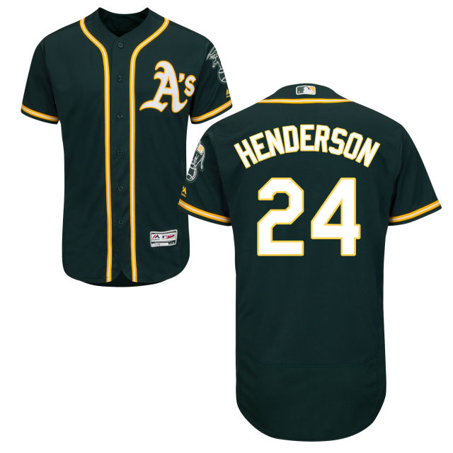 Oakland Athletics Rickey Henderson #24 Green Flexbase Authentic Collection Player Jersey