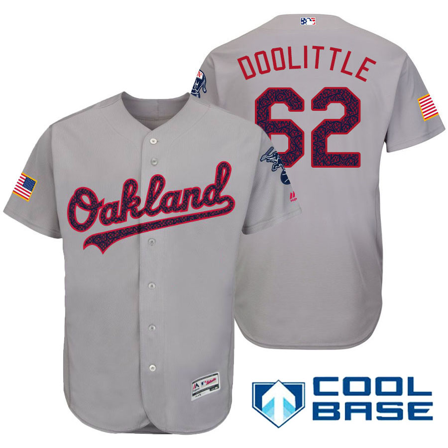 Oakland Athletics #62 Sean Doolittle Gray Stars & Stripes 2016 Independence Day Cool Base Jersey