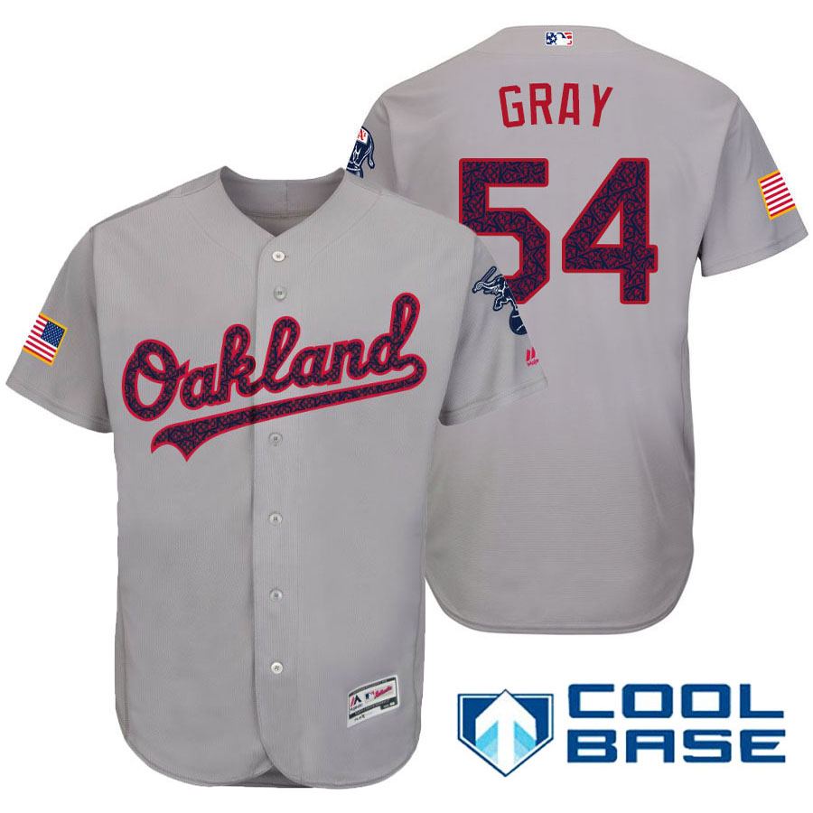 Oakland Athletics #54 Sonny Gray Gray Stars & Stripes 2016 Independence Day Cool Base Jersey