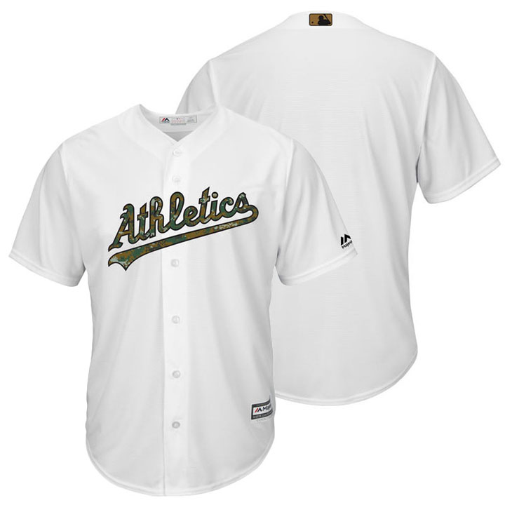 Oakland Athletics White Camo Fashion 2016 Memorial Day Cool Base Jersey