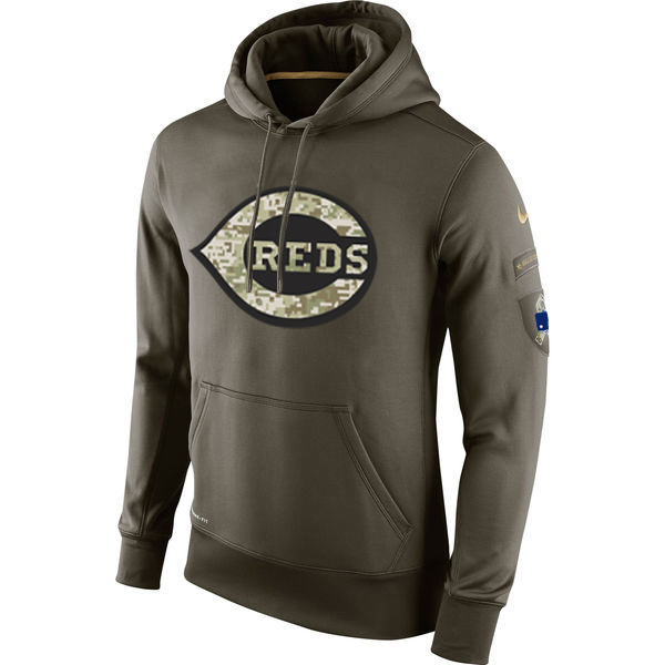 Cincinnati Reds Olive Salute To Service Pullover Hoodie