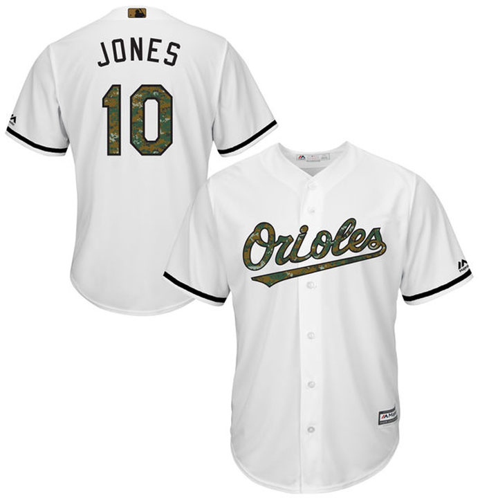 Baltimore Orioles Adam Jones #10 White Camo Fashion 2016 Memorial Day Cool Base Jersey