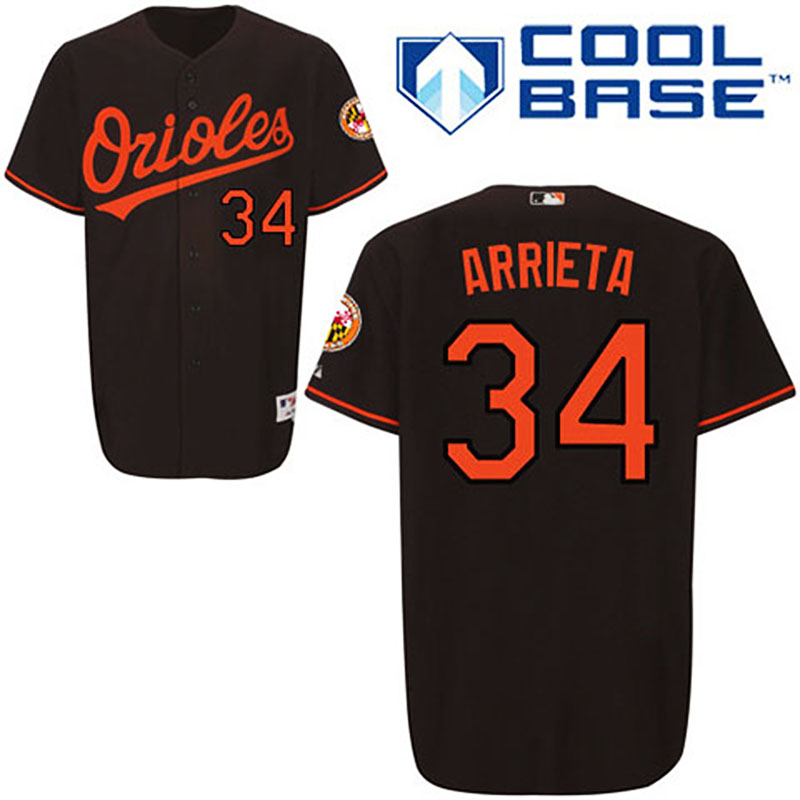 Baltimore Orioles #34 Jake Arrieta Black Alternate Cool Base Jersey