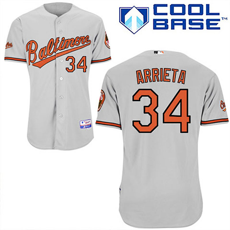 Baltimore Orioles #34 Jake Arrieta Grey Road Cool Base Jersey