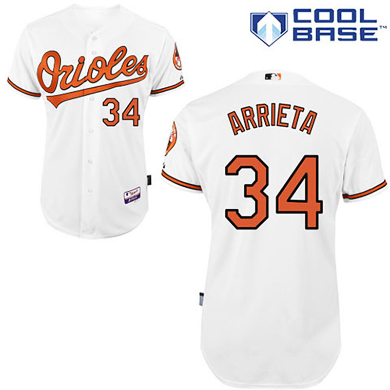 Baltimore Orioles #34 Jake Arrieta White Home Cool Base Jersey