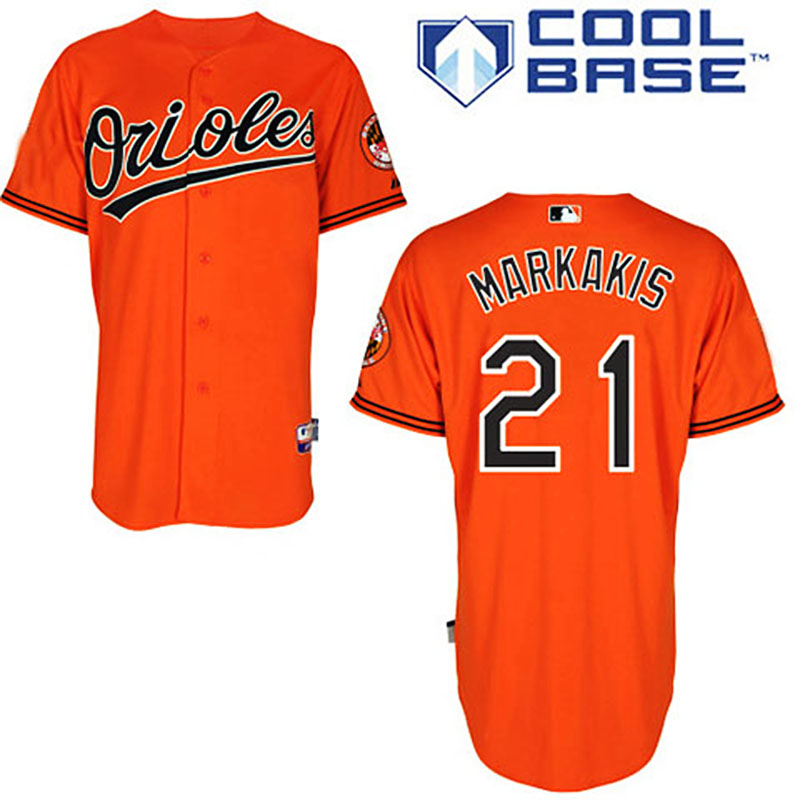 Baltimore Orioles #21 Nick Markakis Orange Cool Base Jersey