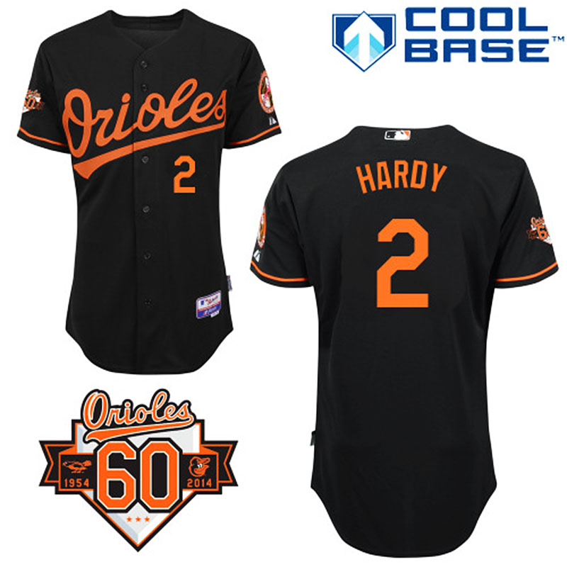 Baltimore Orioles #2 J.J. Hardy Men's Authentic Black Alternate Majestic MLB Cool Base Jersey