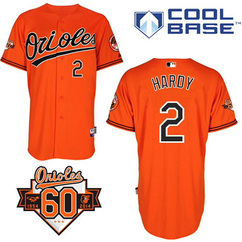 Baltimore Orioles #2 J.J. Hardy Men's Authentic Orange Alternate Majestic MLB Cool Base Jersey