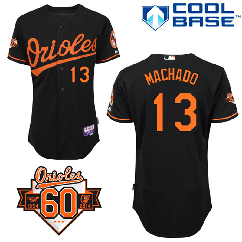 Baltimore Orioles #13 Manny Machado Men's Authentic Black Alternate Majestic MLB Cool Base Jersey