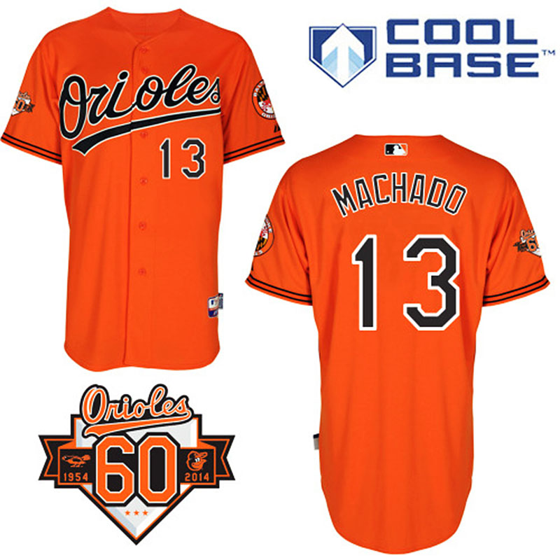 Baltimore Orioles #13 Manny Machado Men's Authentic Orange Alternate Majestic MLB Cool Base Jersey