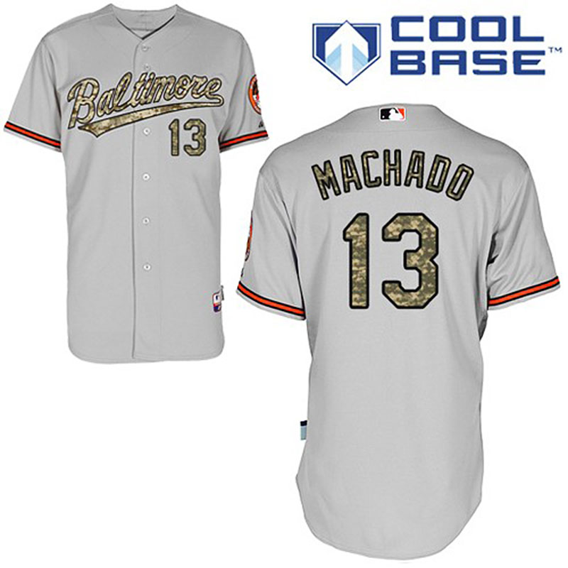 Baltimore Orioles #13 Manny Machado Men's Authentic Grey USMC Majestic MLB Cool Base Jersey