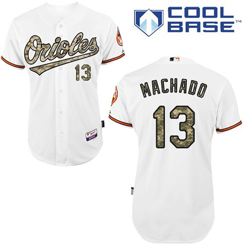 Baltimore Orioles #13 Manny Machado Men's Authentic White USMC Majestic MLB Cool Base Jersey