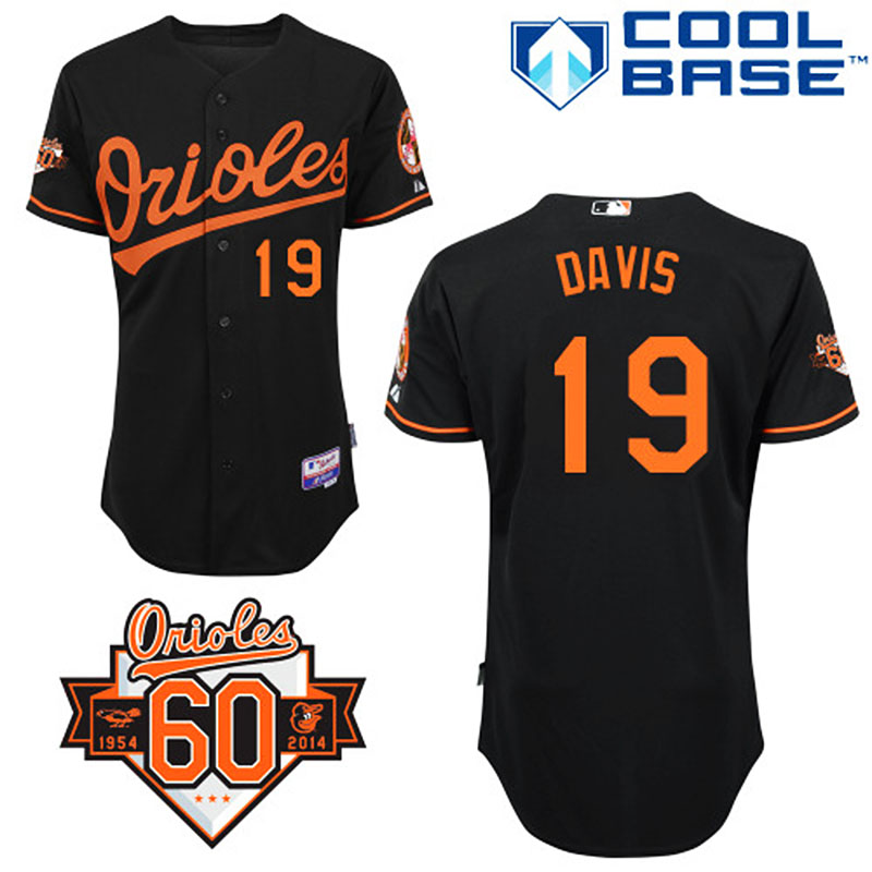 Baltimore Orioles #19 Chris Davis Men's Authentic Black Alternate Majestic MLB Cool Base Jersey