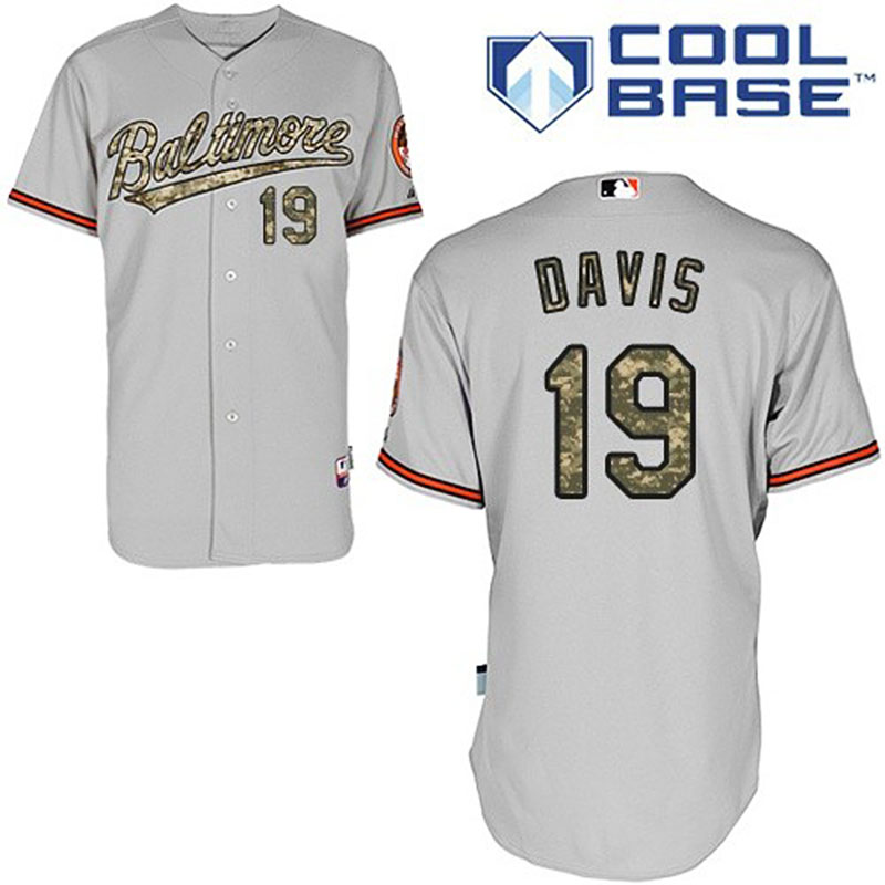 Baltimore Orioles #19 Chris Davis Men's Authentic Grey USMC Majestic MLB Cool Base Jersey