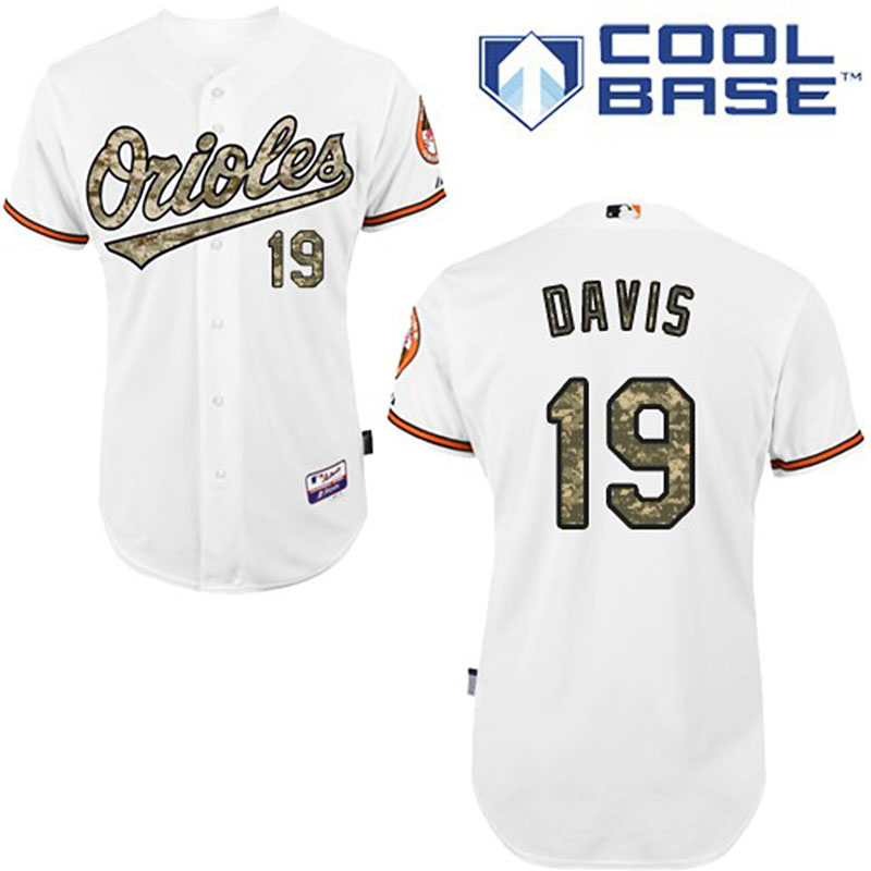 Baltimore Orioles #19 Chris Davis Men's Authentic White USMC Majestic MLB Cool Base Jersey