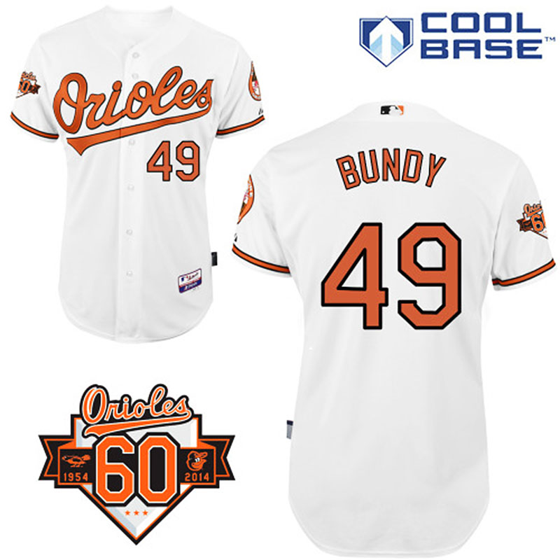 Baltimore Orioles #49 Dylan Bundy Men's Authentic White Home Majestic MLB Cool Base Jersey