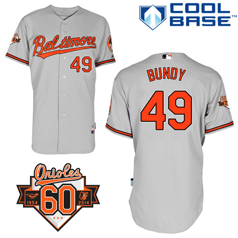 Baltimore Orioles #49 Dylan Bundy Men's Authentic Grey Road Majestic MLB Cool Base Jersey