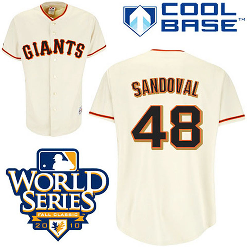 San Francisco Giants #48 Pablo Sandoval Cool Base Cream with 2010 World Series Jersey