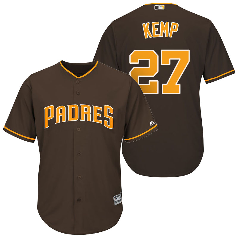 San Diego Padres #27 Matt Kemp Brown Cool Base Player Jersey