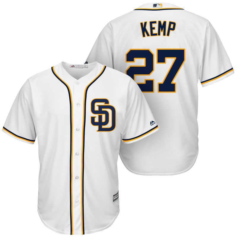 San Diego Padres #27 Matt Kemp White Cool Base Player Jersey