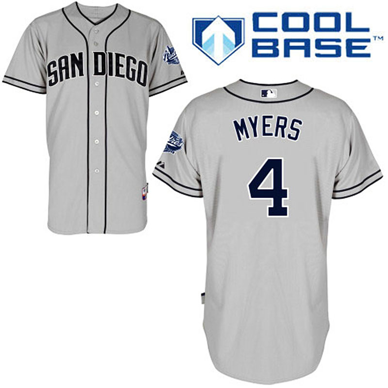 San Diego Padres #4 Wil Myers Men's Authentic Grey Road Majestic MLB Cool Base Jersey