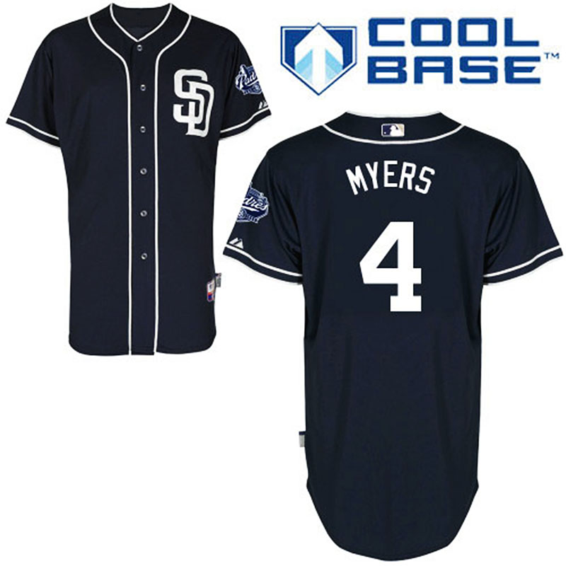 San Diego Padres #4 Wil Myers Men's Authentic Navy Blue Alternate Majestic MLB Cool Base Jersey