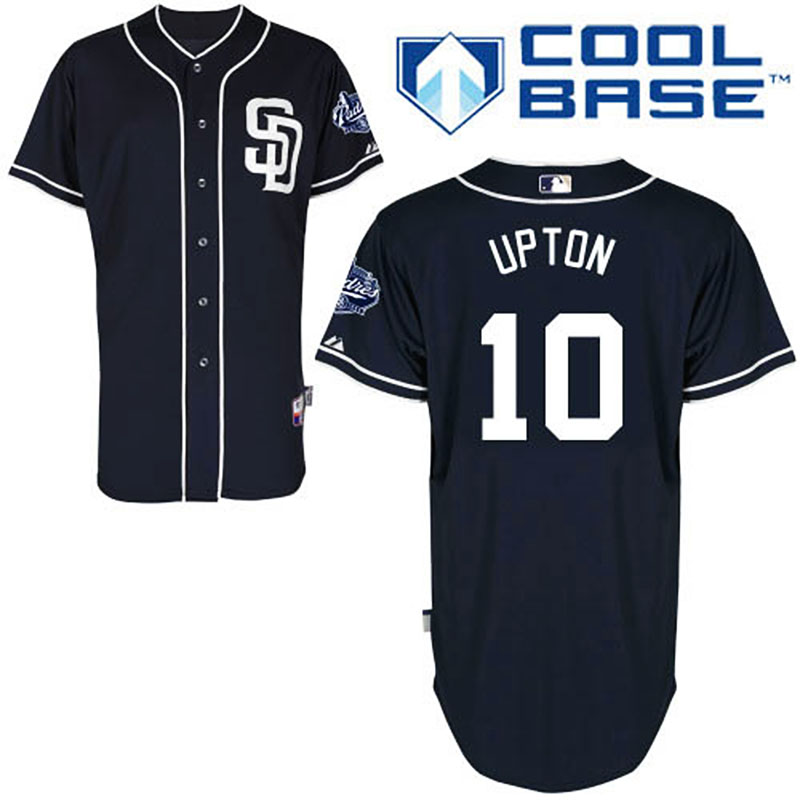 San Diego Padres #10 Justin Upton Men's Authentic Navy Blue Alternate Majestic MLB Cool Base Jersey