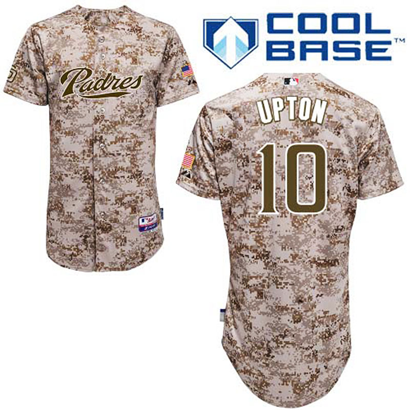 San Diego Padres #10 Justin Upton Men's Authentic Camo Alternate Majestic MLB Cool Base Jersey