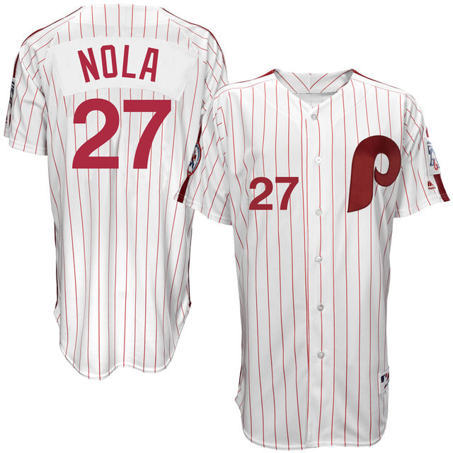 Philadelphia Phillies Aaron Nola #27 White 1976 Turn Back the Clock Authentic Player Jersey