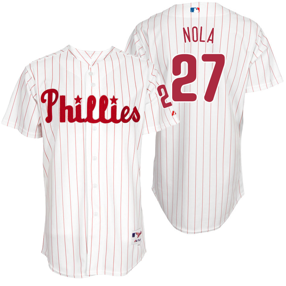 Philadelphia Phillies Aaron Nola #27 Majestic White Authentic Turn Back the Clock Jersey