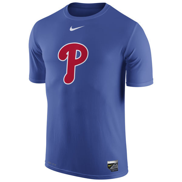 Philadelphia Phillies Blue Authentic Collection Legend Logo 1.5 Performance Dri-FIT T-Shirt