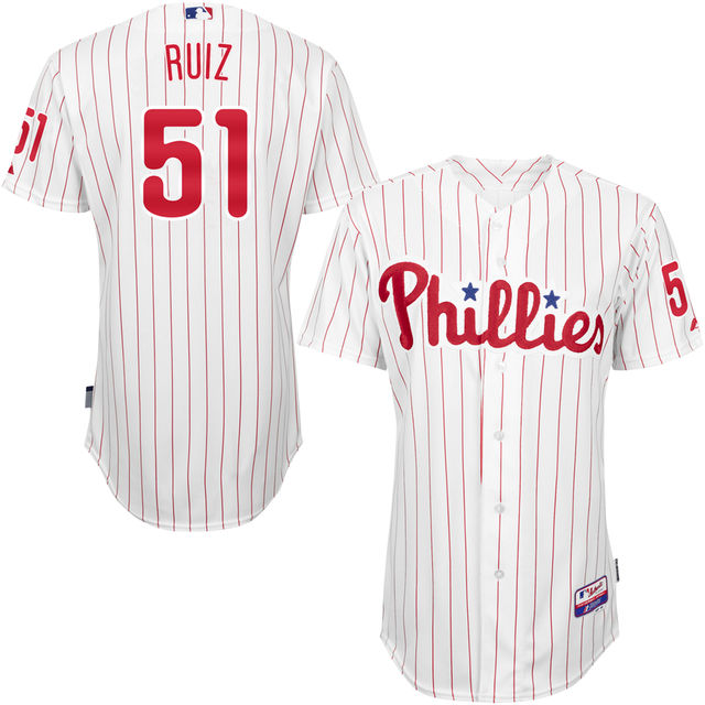 Philadelphia Phillies Carlos Ruiz #51 Majestic White Authentic Turn Back the Clock Jersey