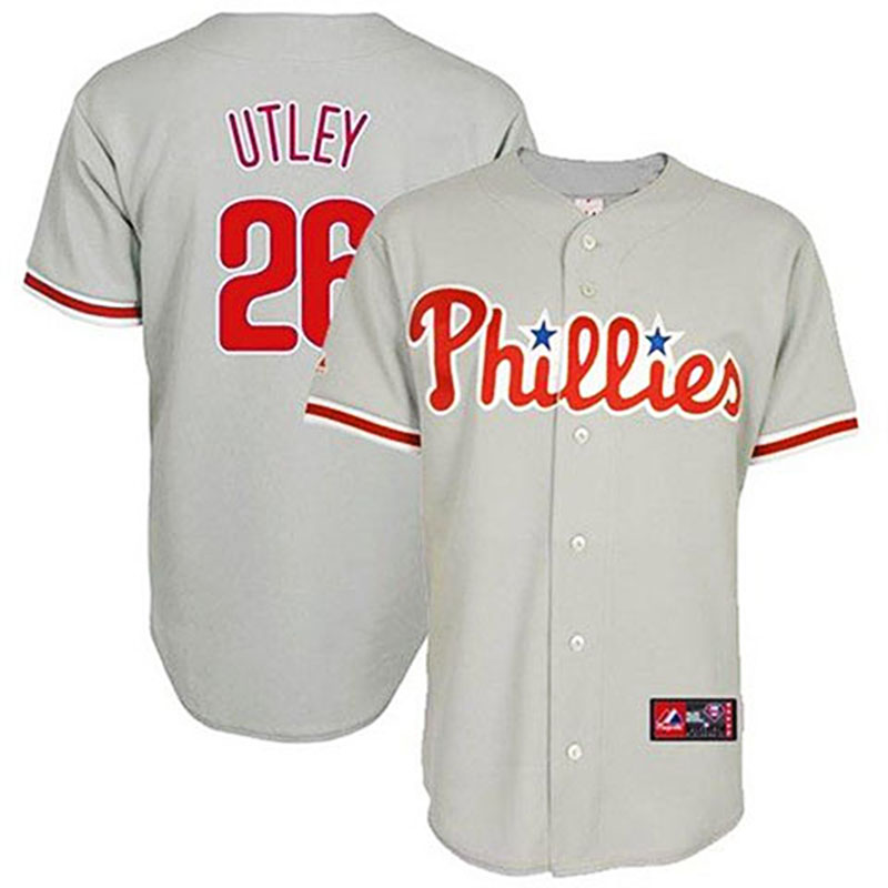 Philadelphia Phillies #26 Chase Utley Youth Grey Jersey