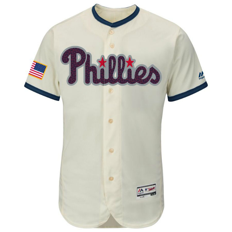 Philadelphia Phillies Majestic Cream 2016 Independence Day Stars & Stripes Flex Base Team Jersey