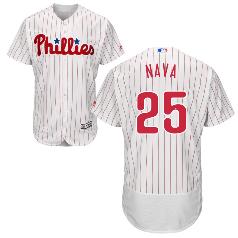 Men Philadelphia Phillies Daniel Nava #25 White Home Flex Base Jersey