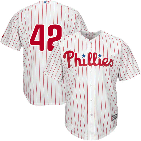 Philadelphia Phillies Jackie Robinson #42 Majestic White/Red Cool Base Jersey