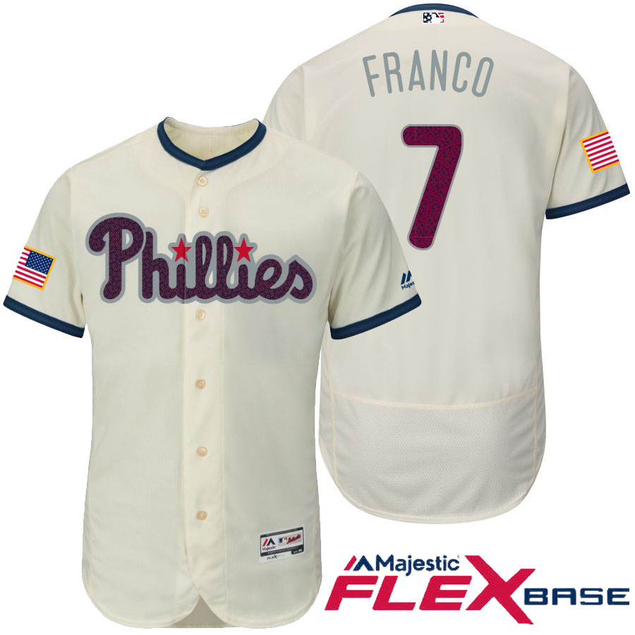 Philadelphia Phillies #7 Maikel Franco Cream Stars & Stripes 2016 Independence Day Flex Base Jersey