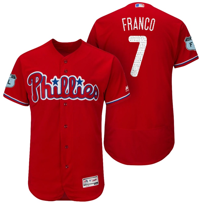 Philadelphia Phillies Maikel Franco #7 Scarlet 2017 Spring Training Grapefruit League Patch Authentic Collection Flex Base Jersey