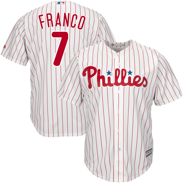 Philadelphia Phillies #7 Maikel Franco Majestic White/Red Official Cool Base Player Jersey