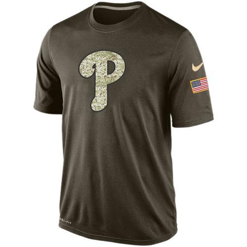 Philadelphia Phillies Olive Camo Team Logo Baseball T-Shirt