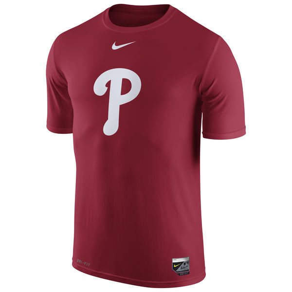 Philadelphia Phillies Red Authentic Collection Legend Logo 1.5 Performance Dri-FIT T-Shirt