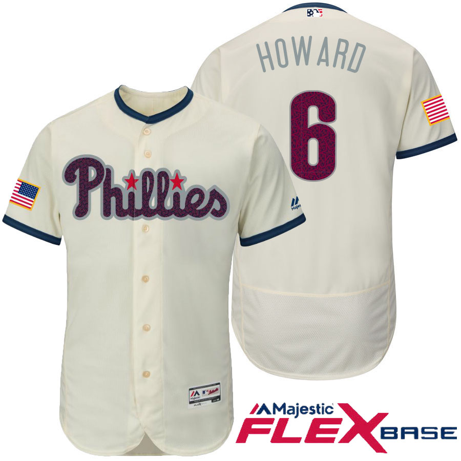 Philadelphia Phillies #6 Ryan Howard Cream Stars & Stripes 2016 Independence Day Flex Base Jersey