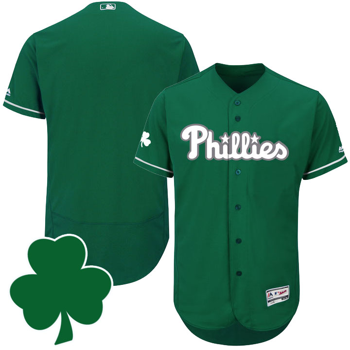 Philadelphia Phillies St. Patricks Day Green Celtic Flexbase Authentic Collection Jersey