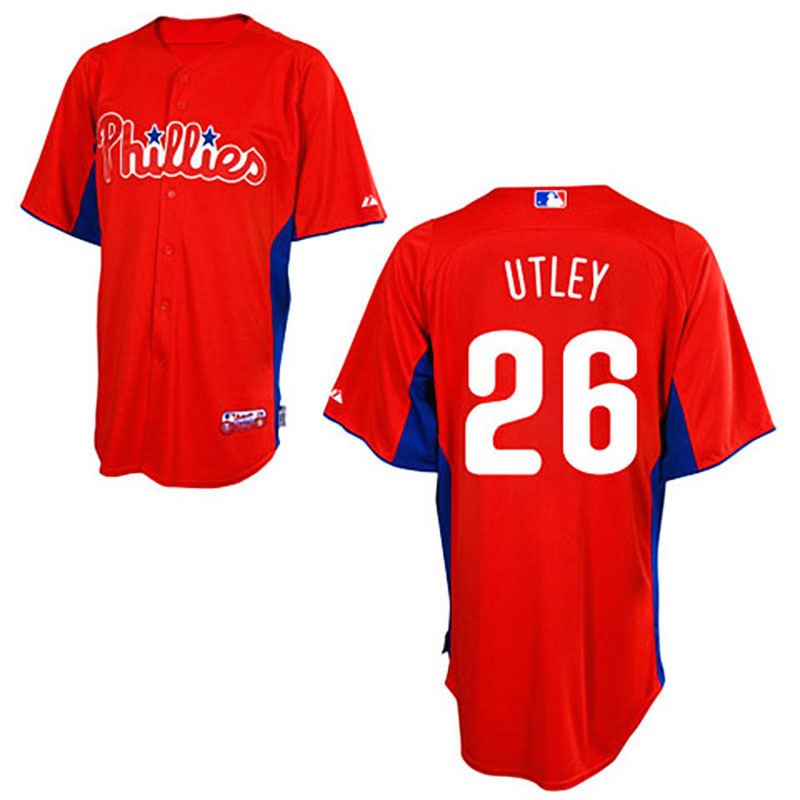 Philadelphia Phillies #26 Chase Utley Red 2011 Cool Base BP Jersey