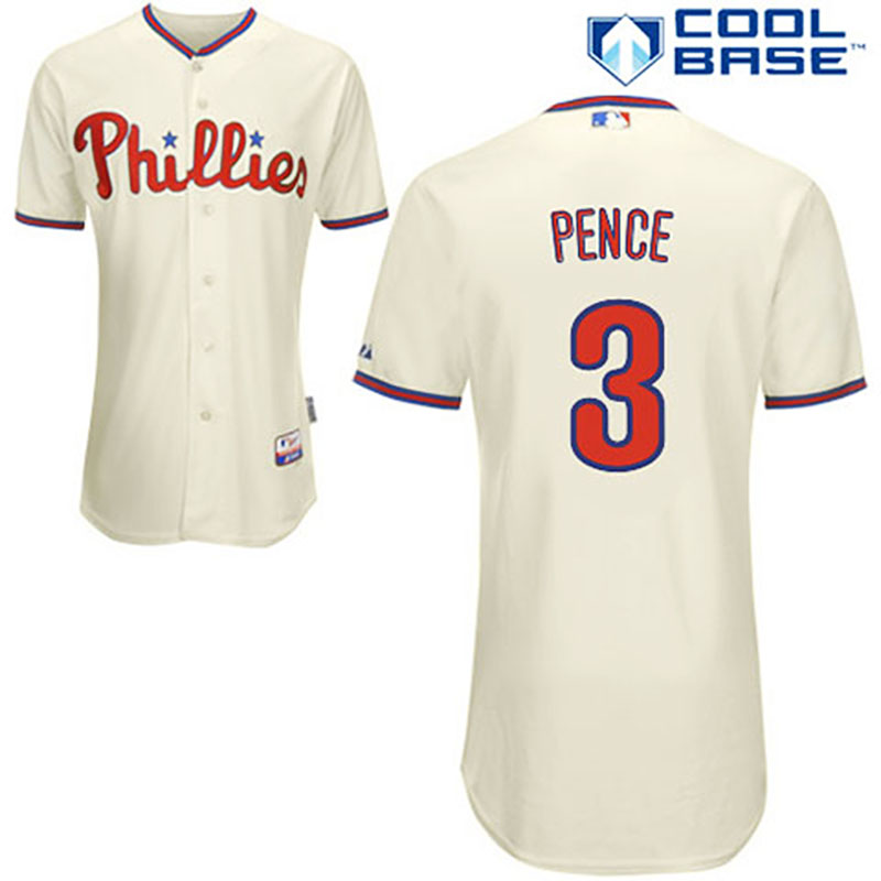 Philadelphia Phillies #3 Hunter Pence Cream Alternate Home Cool Base Jersey