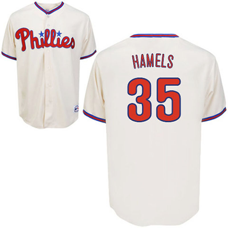 Philadelphia Phillies #35 Cole Hamels Cream Alternate Home Jersey